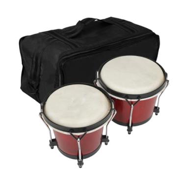 Imagem de menolana Bongo Drum Drum de ensino de tambor Ajuda de coordenação Imaginação Instrumentos de percussão Instrumento educacional musical para crianças, Cor Vermelha