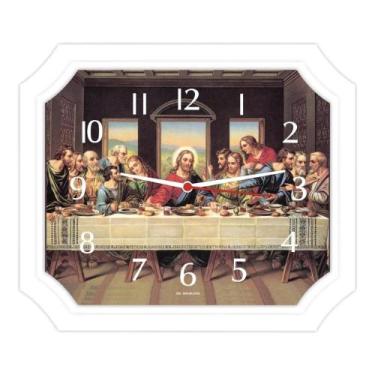 Imagem de Relógio De Parede Santa Ceia Retangular 23,5 X 27,5 Branco - Bells