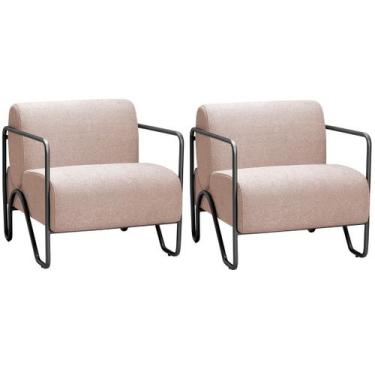 Imagem de Kit 2 Poltronas para Sala e Escritório Base de Metal Melin - Konfort, 