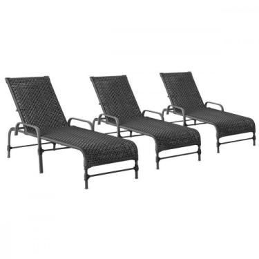 Imagem de 3 Espreguiçadeiras Reclinavel Catar Preto Corda Nautica Trama Original