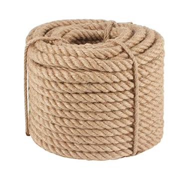 Imagem de Corda de juta Twisted Manila Corda de juta natural Corda de cânhamo Corda de estopa de cordão, 3/4inch×50feet, Brown