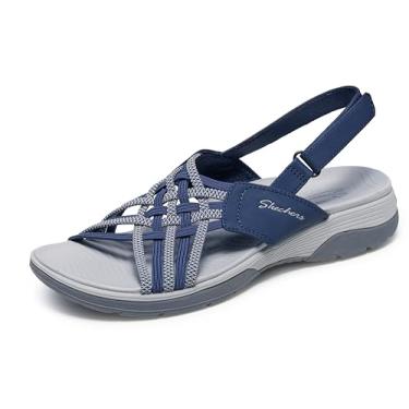 Imagem de Skechers Sandália feminina Archfit Reggae Sport-Hometown, Azul-marinho/cinza, 41