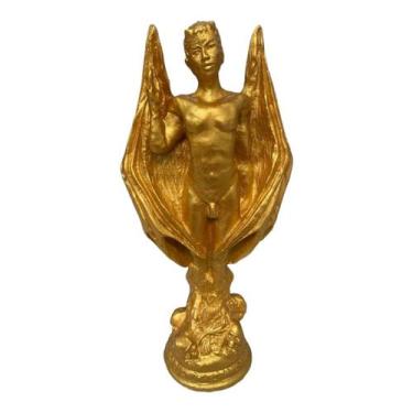 Imagem de Escultura Lúcifer Do Ouro 25 cm Dourado Prosperidade Resina - Lua Míst