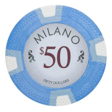 Imagem de Claysmith Gaming Milano Poker Chip Leve 10 gramas Casino Argila – Pacote com 50 (Azul Claro)