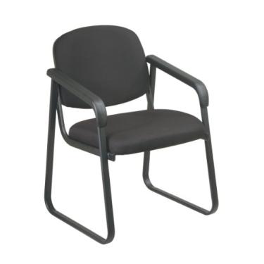 Imagem de Office Star Assento e encosto de espuma moldada de luxo para visitantes com parte traseira de plástico e base de trenó, preta