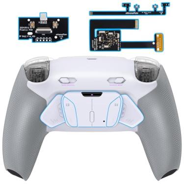 Imagem de eXtremeRate RISE4 Plus MAX Back Paddles Kit with Clicky Trigger Stops & Rubberized Grip for PS5 Controller BDM-010 020, Remappable Back Buttons Kit for PS5 Controller - White Gray - NO Controller