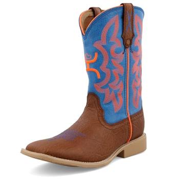 Imagem de Bota infantil com capuz Twisted X, Cognac Shoulder Neon Blue, 2 Big Kid