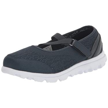 Imagem de Tênis esportivo feminino TravelActiv Mary Jane para caminhada – bege, marrom, Azul marino, 8 X-Wide
