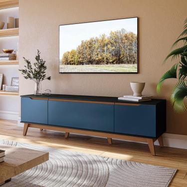 Imagem de Rack Kappesberg 3 Portas Preto Fosco/Azul Profundo 180cm