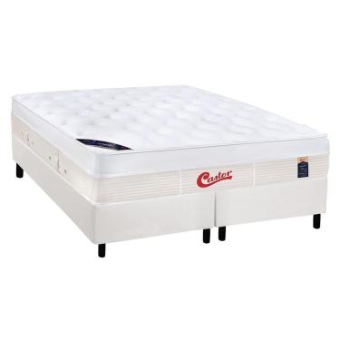 Imagem de Cama Box King: Colchão Molas Pocket Ensacadas Castor Gold Star Vitagel Max + Base CRC Courano White(193x203)