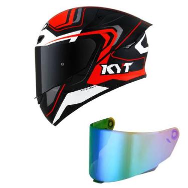 Imagem de Capacete KYT TT Course Overtech Preto e Laranja Mais Viseira Camaleão,