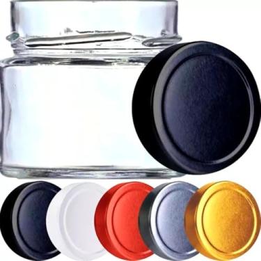 Imagem de Kit com 8 Potes de Vidro La Pianezza 210ml com Tampa – Ideal para Velas Artesanais, Geleias e Conservas (Tampa Preta)