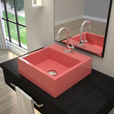 Imagem de Kit Cuba Q395 Válvula Click 1 1/2 Polegada Sifão Flexível Pvc Compace Rosa