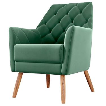 Imagem de Poltrona Cadeira Austin Luxo Veludo Verde água