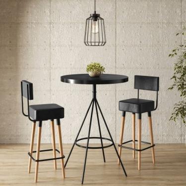 Imagem de Conjunto Mesa Bistrô E 2 Banquetas Barcelona Salaone Preto/Marrom