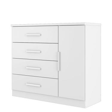 Imagem de Cômoda Gênova 1 Porta E 4 Gavetas Branco Absoluto - Zanzini Móveis Branco Absoluto