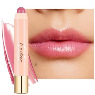 Imagem de Oulac Batom Rosa Claro - Bálsamo Labial Hidratante Com Cor Para Lábios Secos, Lápis De Cera E Blush Maquiagem Bochechas, 2,48G, Chá Rosas (06)