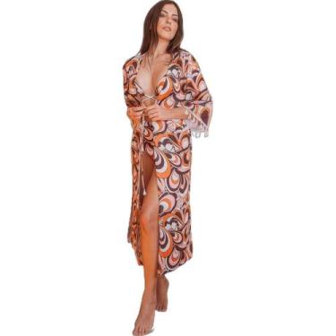 Imagem de Kimono Areia Branca Baly Geo Marrom, P