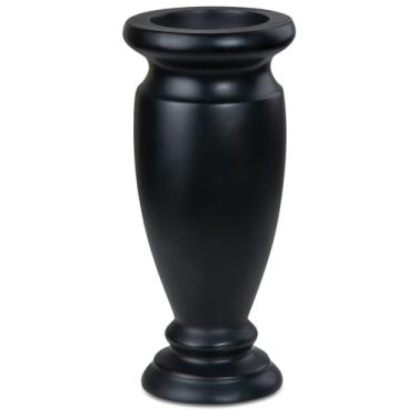 Imagem de Vaso de flores de cemitério de resina, porta-flores em memorial para mesa doméstica, flores artificiais ou frescas, decorações de túmulos de cemitério, sem orifícios de drenagem (1 peça, preto)
