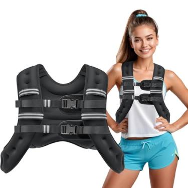 Imagem de Colete com peso de 5,4 kg/7,3 kg/9 kg com listras refletivas para homens e mulheres, duas tiras de ajuste para treino, treinamento de força, corrida, fitness, musculação, perda de peso (7,3 kg)