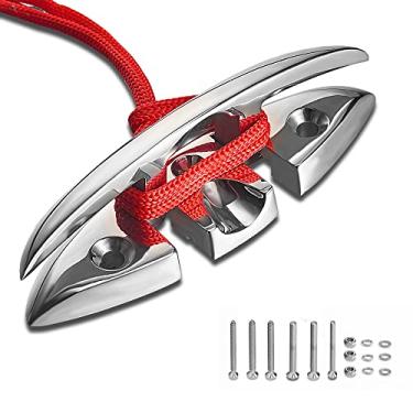 Imagem de TINGZHIGO Chuteiras dobráveis para barco 12,7 cm 1 pacote, travas de doca, travas para barco, aço inoxidável 316, com parafusos e porcas de travamento