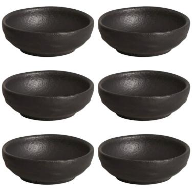 Imagem de Kit 6 Ramequins 9x3cm Cerâmica 70ml Orgânico Preto Matte Molheira Porto Brasil Petiscos