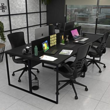 Imagem de Estação de Trabalho Mesa Plataforma Industrial 4 Lugares Office - Netm