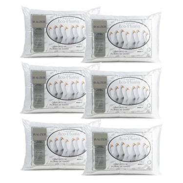 Imagem de Kit 6 Travesseiro Pluma Ganso Confortável Antiacaro 70x50cm