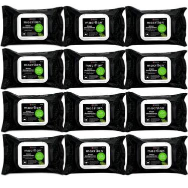 Imagem de Kit 12 Pacotes Lenços Demaquilantes Macrilan RE-02 Limpeza Fácil Pele 