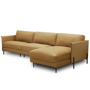 Imagem de Sofá 4 Lugares com Chaise Direito Sala Living 330cm Amábile L06 Couro 