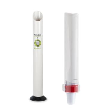 Imagem de Kit Dispenser Porta Copos Mais Lixeira Copos Descartáveis Água Café Premisse Organização Higiene Limpeza Vertical Parede Bebedouro Lixeira (Branco)