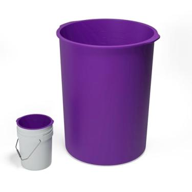 Imagem de Forro de balde de 5 galões de borracha reutilizável para mistura de concreto, tinta fina, argamassa, argamassa e cimento, com medidas graduadas (roxo)