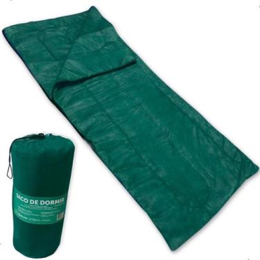 Imagem de Saco De Dormir Acampamento Solteiro + Sacola Transporte Mor Cor Verde 