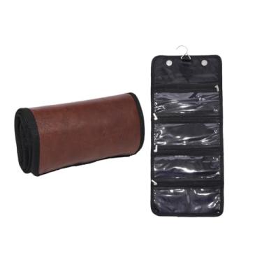 Imagem de XINFULLWOL Bolsa para dinheiro, organizador de dinheiro, carteira de envelope, pequeno suporte de dinheiro de viagem para orçamento, recibo e gorjetas, Marrom, 4 pockets, Viagens