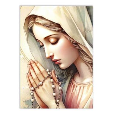 Imagem de Placa Decorativa Religioso Nossa Senhora Terço Decoração Poster Quarto Sala