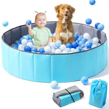 Imagem de Hikiddy Large Ball Pit for Toddlers - 44in Baby Ball Pool with Playmat, Hold Over 1000 Balls, Foldable Play Pit for Kids Dogs Indoor and Outdoor Games, Party Toys Gifts, Balls Not Include (Blue)