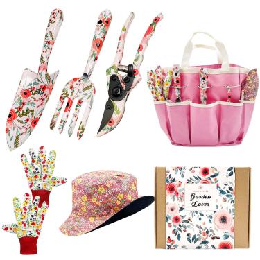 Imagem de SNAIL GARDEN 6 Peças De Ferramentas Jardim Com Chapéu Pescador Reversível E Bolsa Armazenamento, Manuais Jardinagem, Suprimentos Jardinagem Duráveis À Prova Ferrugem, Kit Para Mulheres Jardineiras