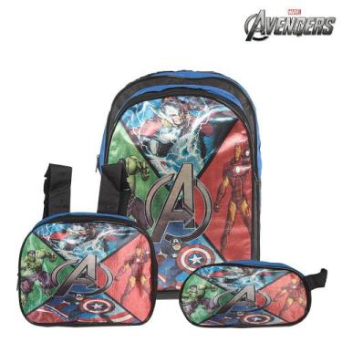 Imagem de Kit Mochila Escolar Infantil Vingadores Marvel Costas - Toys 2U