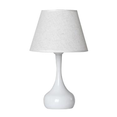 Imagem de Lâmpada de cabeceira USB Regulável Moderno LED Luz Quente Abajur Stepless Escurecimento Nightstand Lâmpada para Quarto Sala de Estar Ferro Linho 36cm 14.17in (Branco)