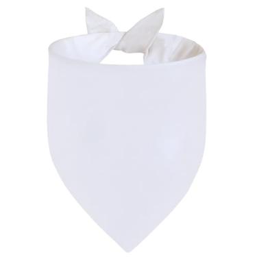 Imagem de Agroon Bandanas brancas pequenas para cães, 1 peça, lenço de algodão sólido DIY, lenço de babador reversível triangular durável para filhotes, presente personalizado de aniversário/festa