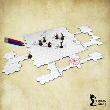 Imagem de Grid de Batalha Hexagonal Modular Riscável - 18 Pçs - RPG - Forja Fant