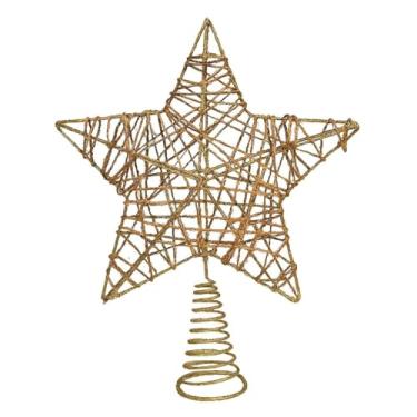 Imagem de Tuut Enfeite para Árvore de Natal Ponteira Aramada de Estrela 29cm Dourada