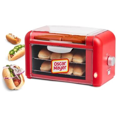 Imagem de Máquina de Salsicha Hot Dog Nostalgia Oscar Mayer para 8 Hot Dogs, rolos de aço inox, racks aquecedores antiaderentes, timer ajustável