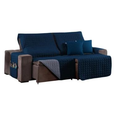 Imagem de Protetor de Sofá 1,80m Retrátil D.F. Almofada Marinho Cinza