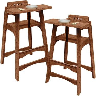 Imagem de Kit 02 Cadeira De Alimentação Com Bandeja Para Bebê Criança Madeira Maciça W02 Imbuia - Lyam Decor