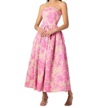 Imagem de Shoshanna Vestido feminino Midnight Geranium Jacquard Dana, Fúcsia/areia, 44