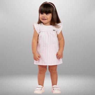 Imagem de Vestido Bebê Calcinha Tapa Fralda Linho Ecologic - MANULELE, G, Rosa