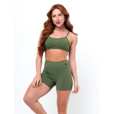 Imagem de Conjunto Fitness Top Alça e Short Legging Blackout Cós Alto Feminino L