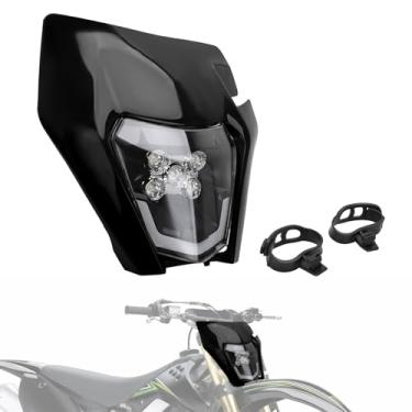 Imagem de IUVWISN Dirt Bike Farol 15-25W 13000lm LED Dirtbike Kit Farol Luzes Universal para a maioria das motocicletas Dirt Pit Bike Enduro ATV Supermoto Scooters Preto