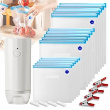 Imagem de Sacos Sous Vide reutilizáveis de 30 peças, sacos de vedação a vácuo reutilizáveis para alimentos com bomba automática atualizada para panelas Anova, Joule, kit de sous vide livre de BPA